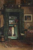 Catherine Mary Wood  (1860-1939) - An interior Oil on canvas Signed lower right 42 x 28 cm. (16 1/