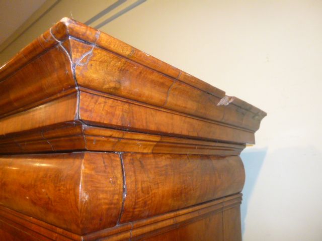A George I walnut bureau bookcase, circa 1720, moulded cornice  A George I walnut bureau bookcase, - Image 3 of 11