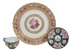 A Derby plate painted with roses by William Billingsley , circa 1790  A Derby plate painted with