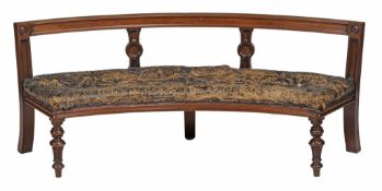 A Victorian mahogany inverted bowfront window seat , circa 1870  A Victorian mahogany inverted