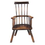 A George III ash and elm comb-back Windsor armchair , circa 1800  A George III ash and elm comb-back