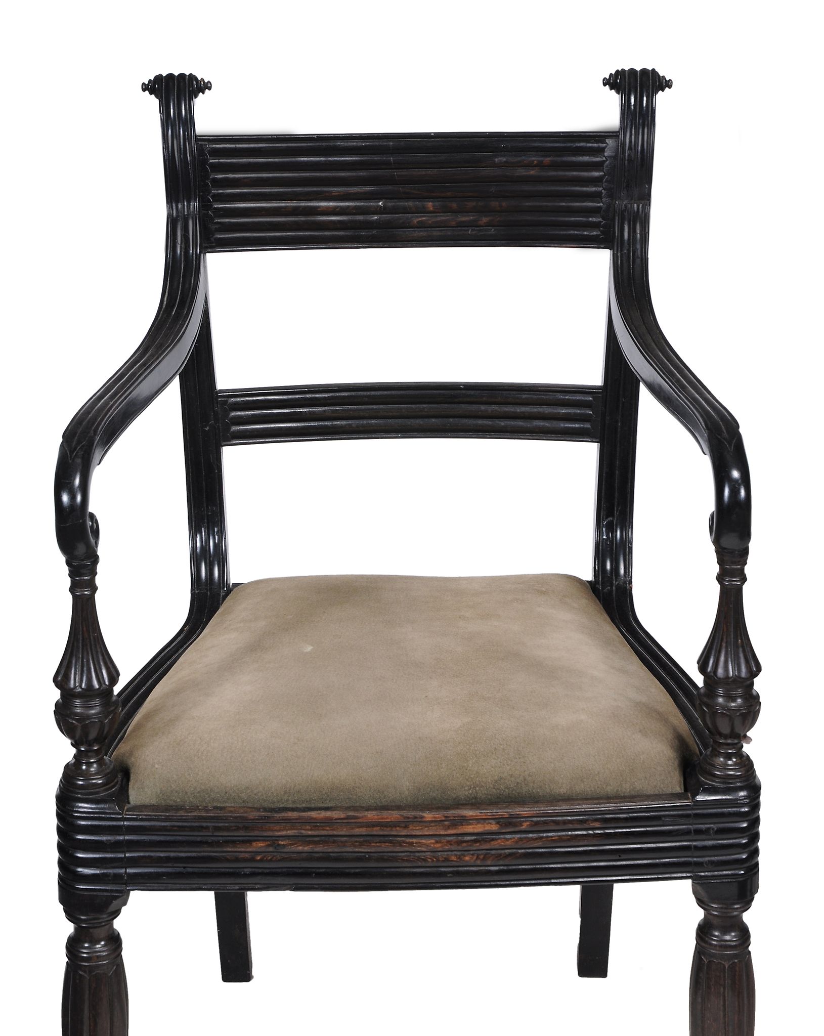 A Ceylonese ebony open armchair, circa 1840  A Ceylonese ebony open armchair,   circa 1840  ,   with - Image 3 of 5