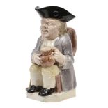 A pearlware Toby jug of Ralph Wood type, circa 1785  A pearlware Toby jug of Ralph Wood type,
