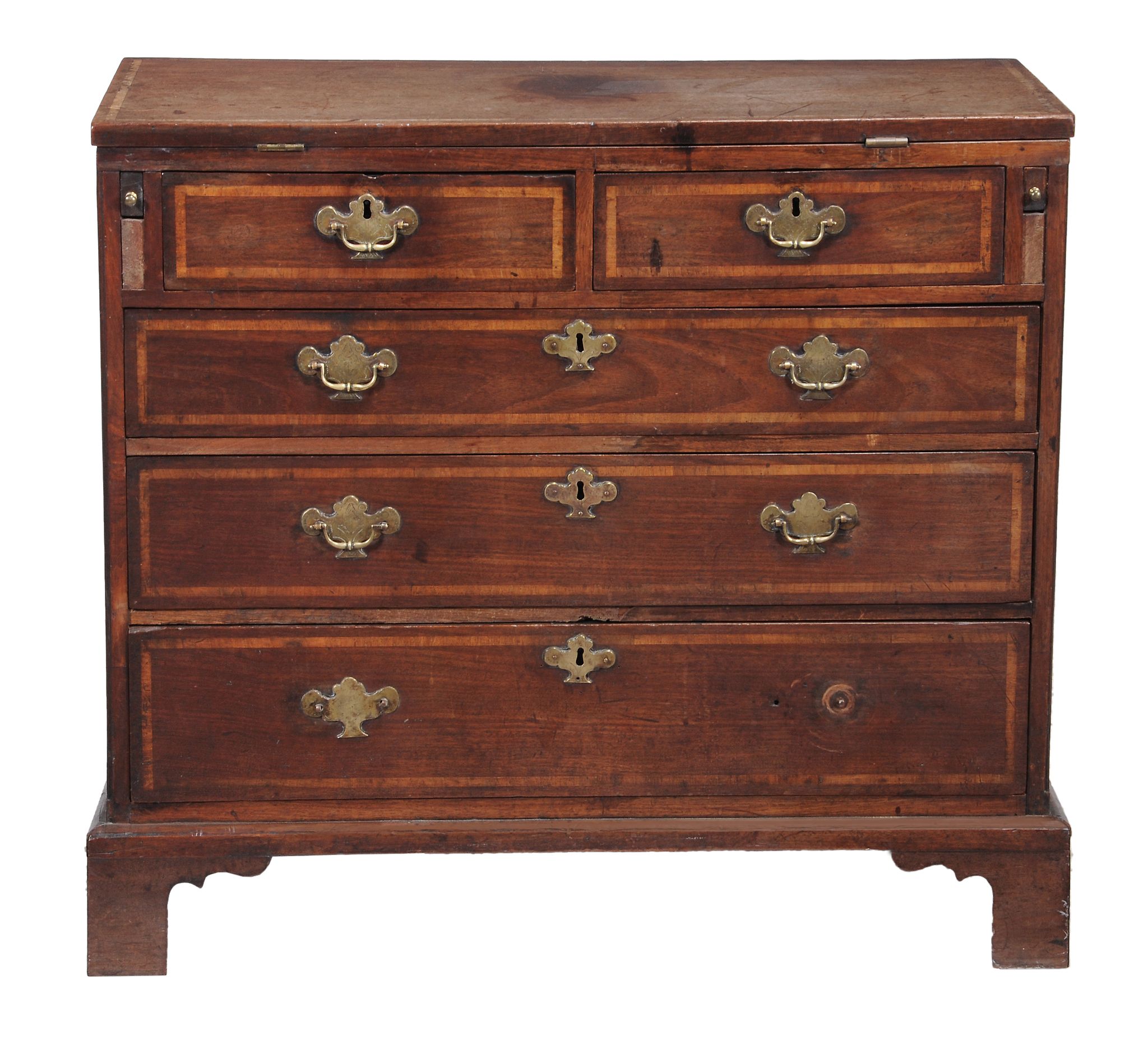 A George II red walnut and inlaid bachelor's chest , circa 1740  A George II red walnut and inlaid