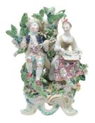 A Bow porcelain bocage group of musicians, circa 1765, 17  A Bow porcelain bocage group of