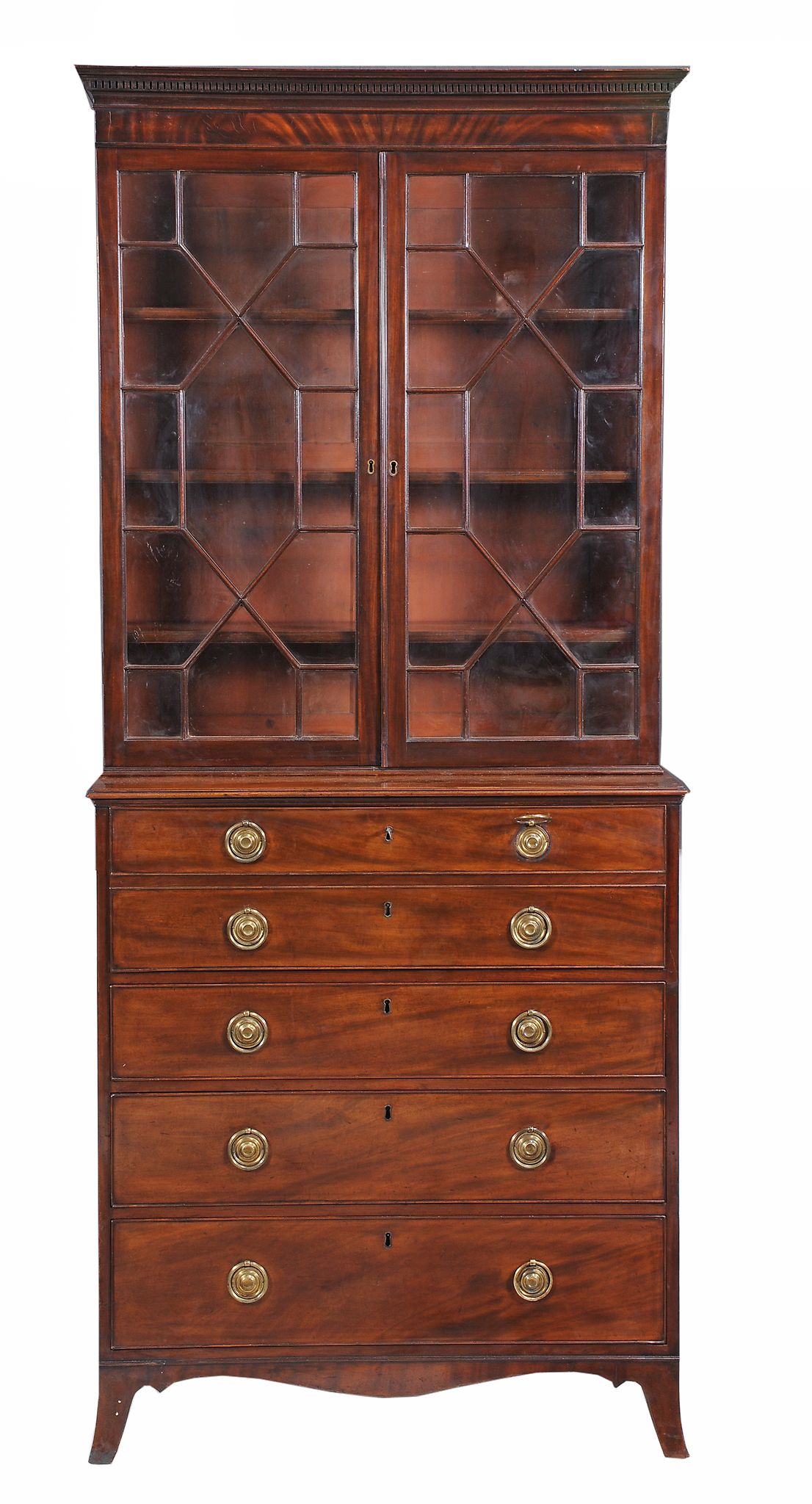 A George III mahogany secretaire bookcase , circa 1780  A George III mahogany secretaire bookcase  ,