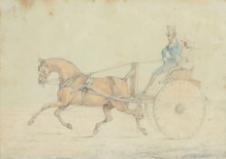 Henry Thomas Alken (1785-1851) - Horse and carriage Watercolour and pencil Signed middle left 29 x