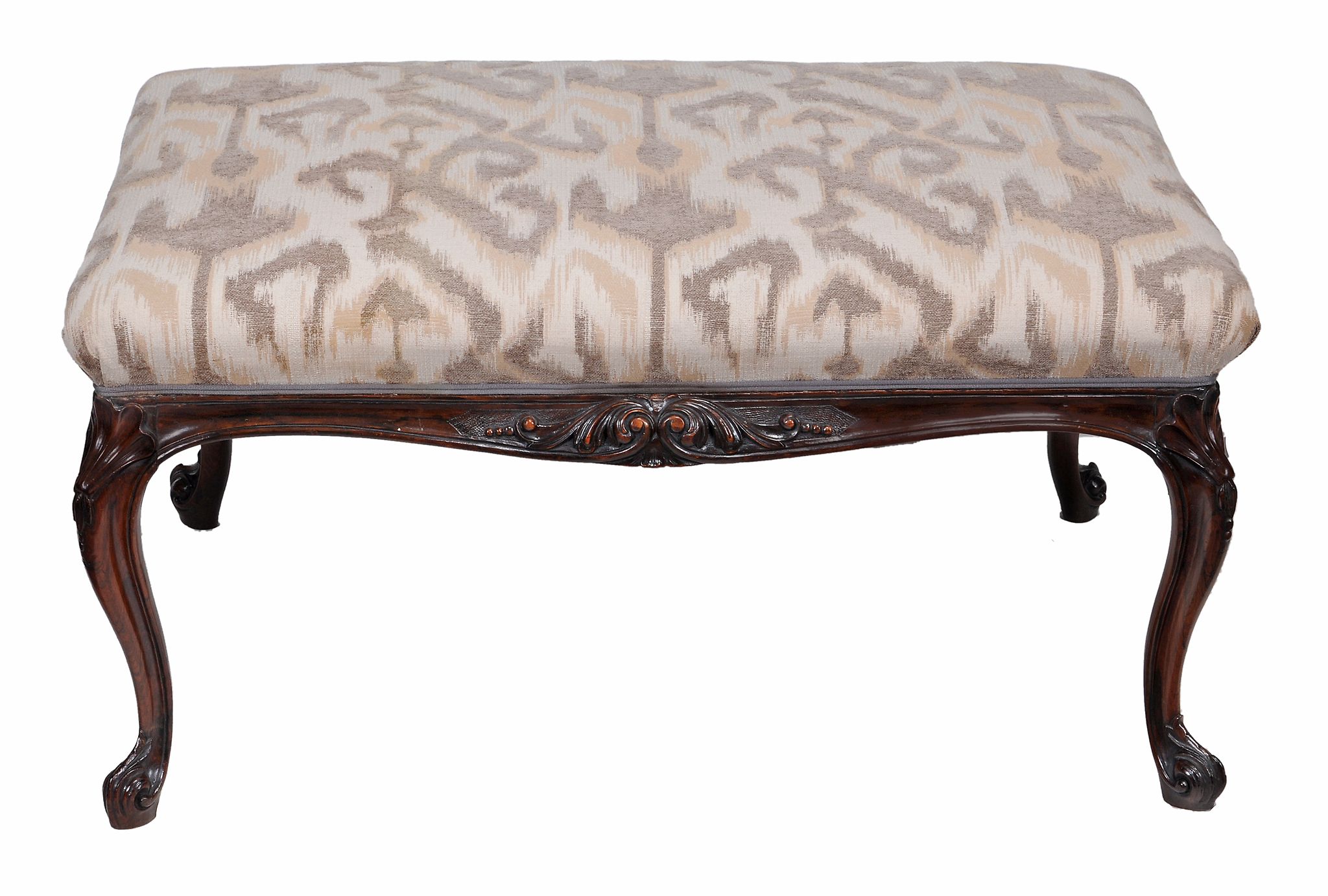 A Victorian rosewood and upholstered footstool , circa 1860  A Victorian rosewood and upholstered - Image 2 of 3