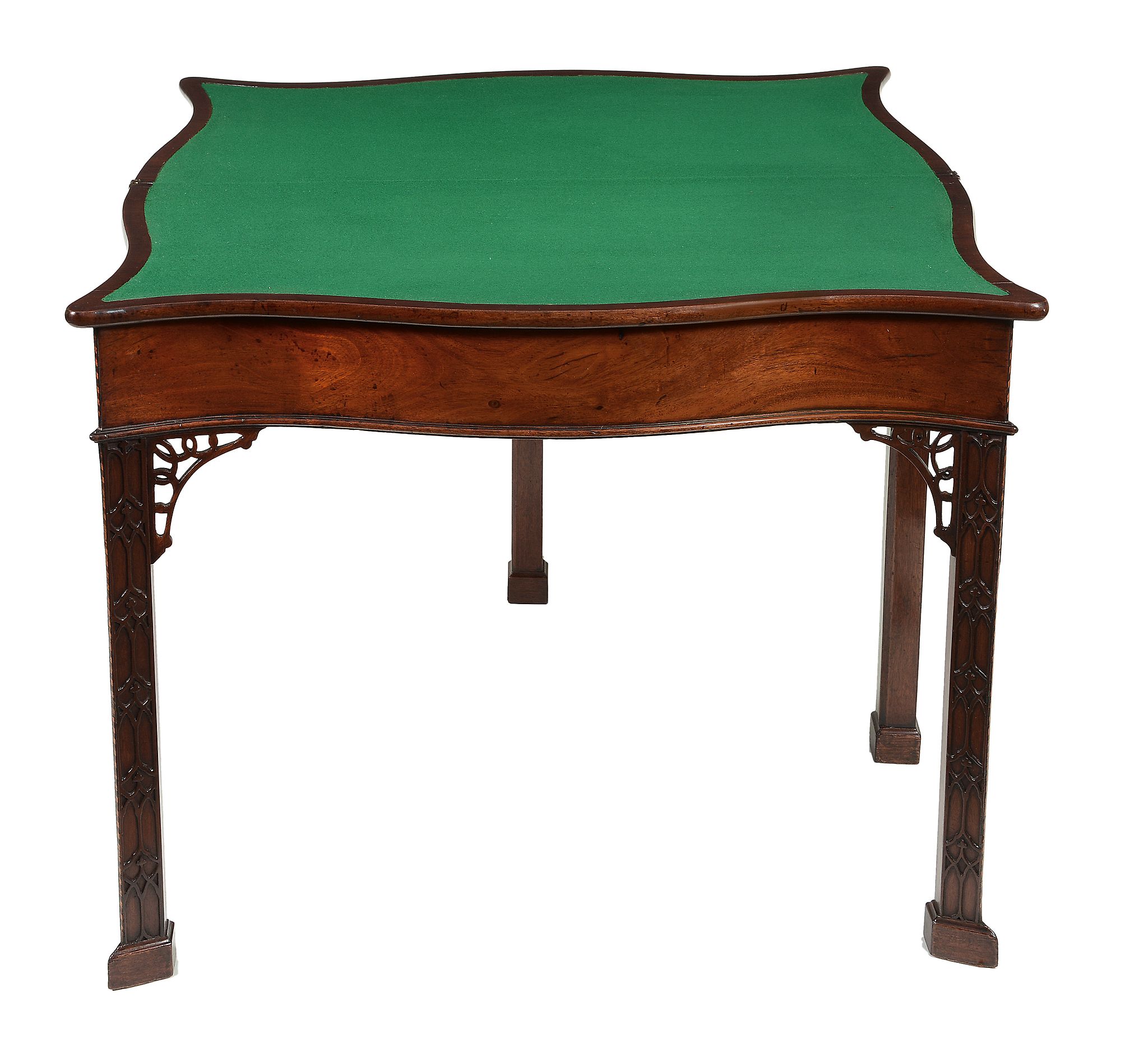 A George III mahogany serpentine folding card table, circa 1760  A George III mahogany serpentine - Image 2 of 3