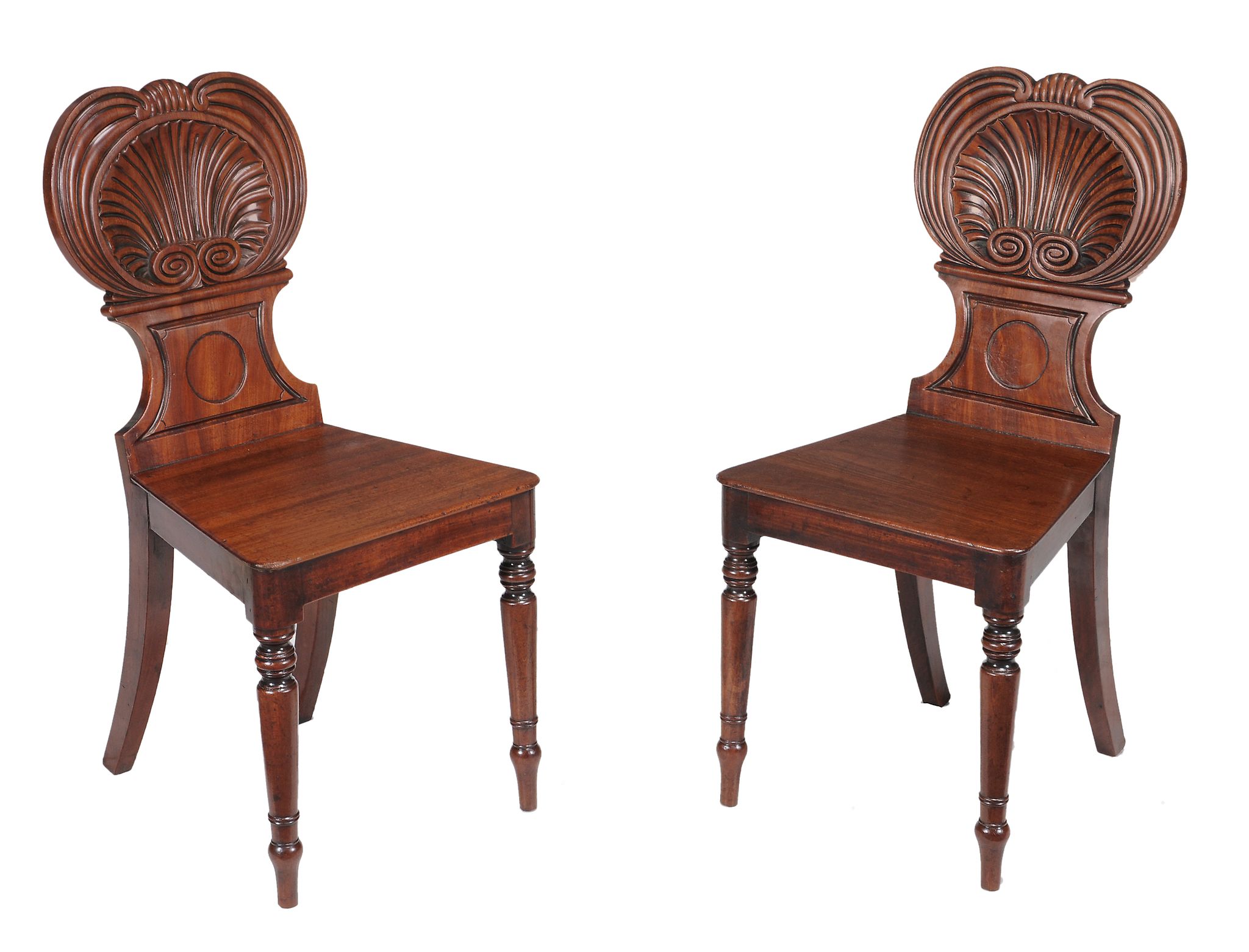 A pair of Regency mahogany hall chairs , circa 1815  A pair of Regency mahogany hall chairs  , circa - Image 3 of 5
