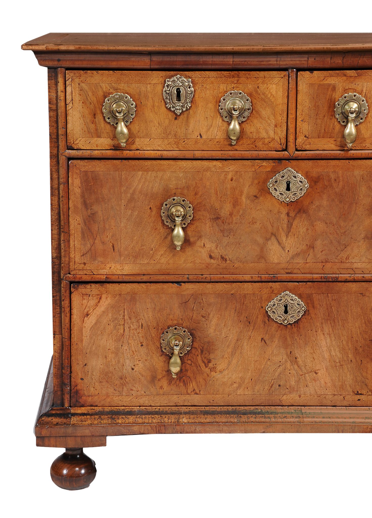 A Queen Anne walnut and featherbanded chest of drawers , circa 1710  A Queen Anne walnut and - Image 2 of 2