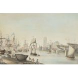 Nicolas Pocock (1740-1821) - St. Mary Redcliffe and the Harbour from the Prince Street Bridge