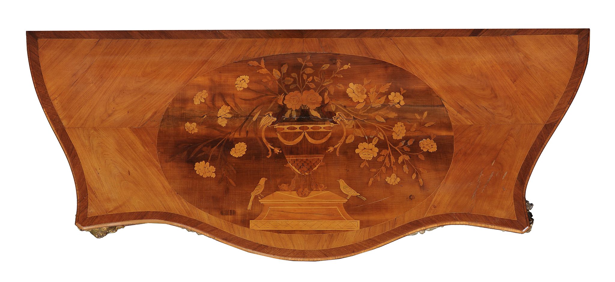 A George III harewood, mahogany, and marquetry serpentine commode , circa 1770 A George III - Image 5 of 5