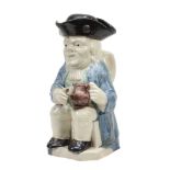 A pearlware Toby jug of so-called 'step' or 'Twyford' type, circa 1780  A pearlware Toby jug of so-