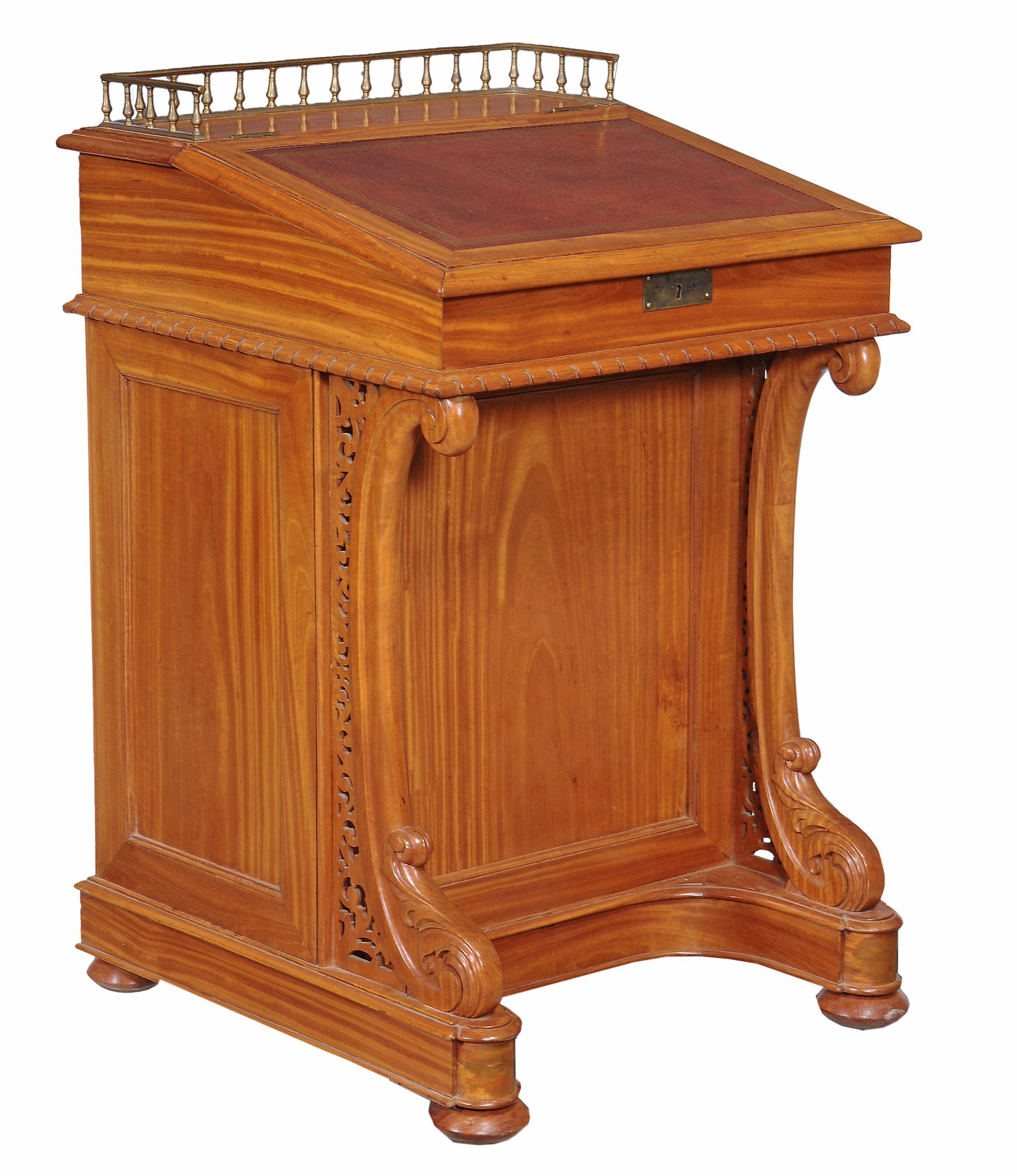 An Anglo Indian solid satinwood Davenport, circa 1840  An Anglo Indian solid satinwood