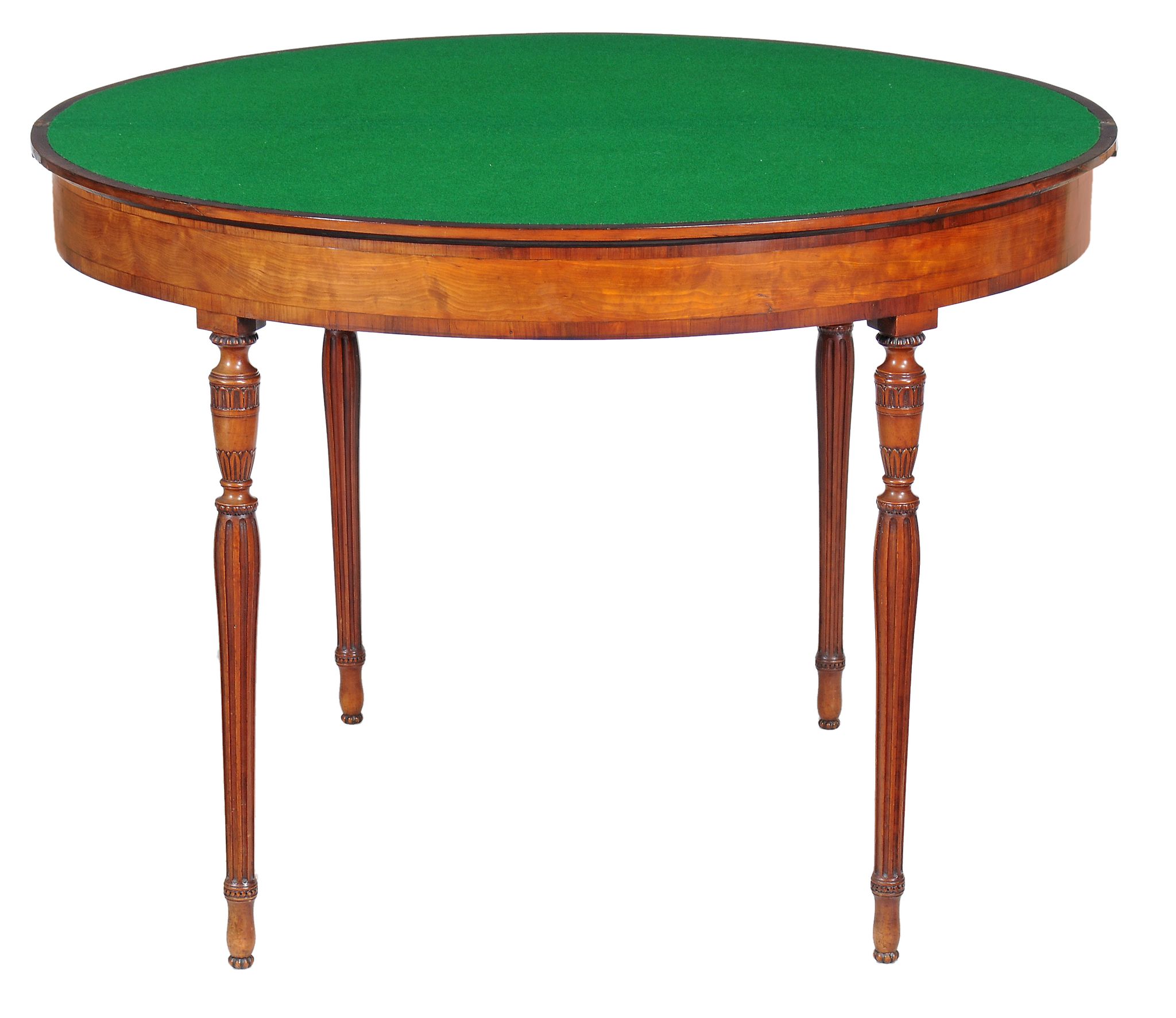 A Regency satinwood semi elliptical folding card table , circa 1815  A Regency satinwood semi - Image 2 of 3