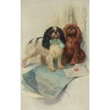 Arthur Wardle (1864-1949) - A portrait of two Cavalier King Charles Spaniels Oil on canvas Signed