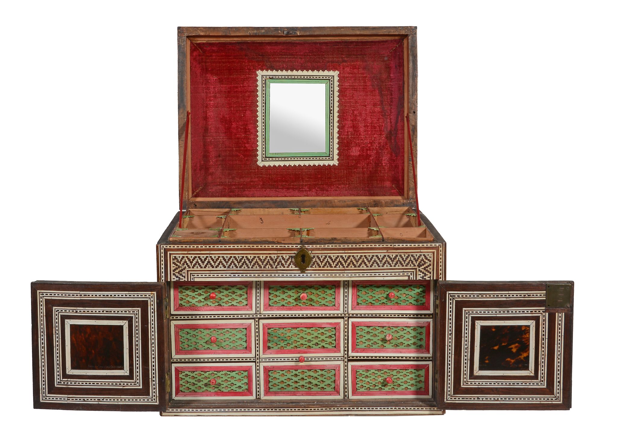 An Indo Portuguese ivory, tortoiseshell and hardwood table cabinet  An Indo Portuguese ivory, - Image 2 of 2
