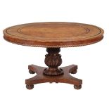 A George IV burr elm circular centre table , circa 1825  A George IV burr elm circular centre table