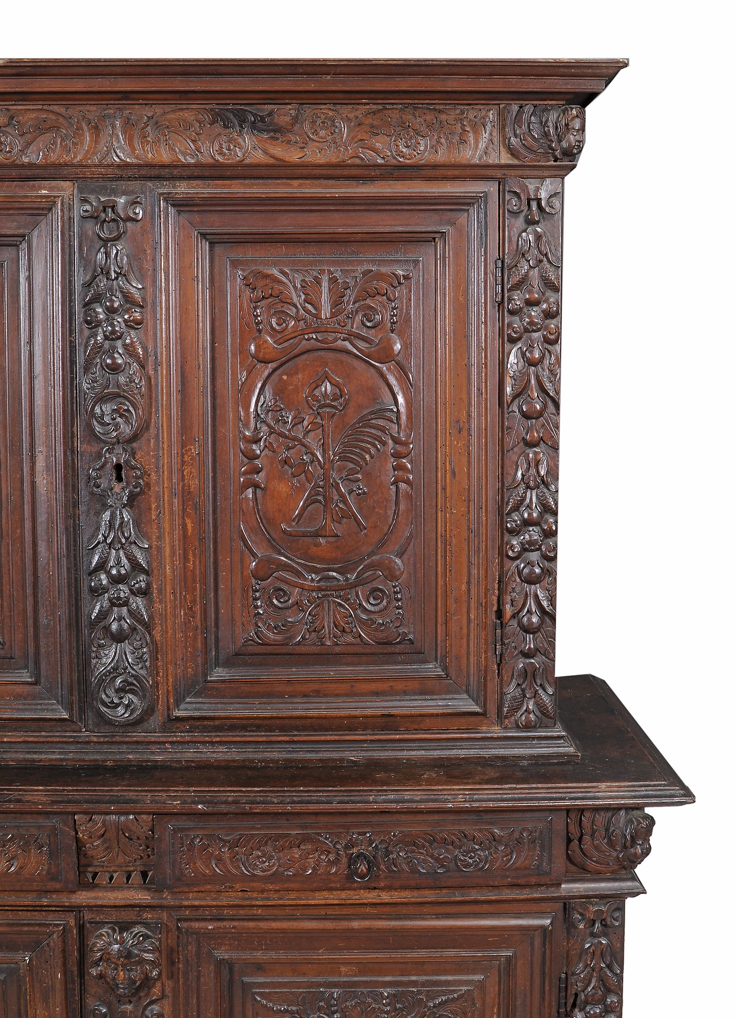 A Continental walnut cupboard, probably Italian, late 17th/ early 18th century  A Continental walnut - Image 2 of 2