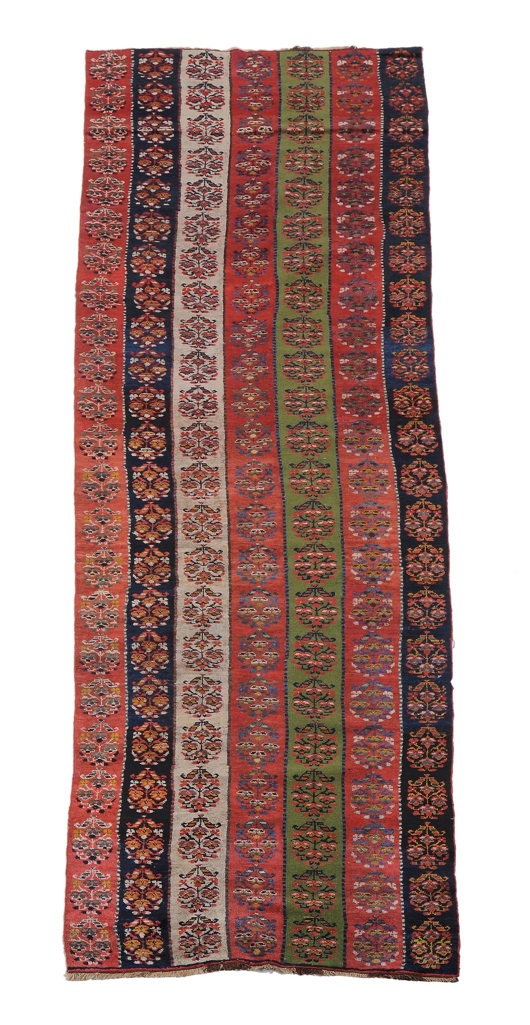 A Quashqai runner , the striped field in madder, green  A Quashqai runner  , the striped field in