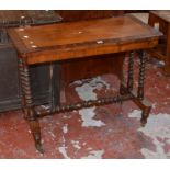 A Victorian mahogany and rosewood banded side table on bobbin turned supports.Best Bid