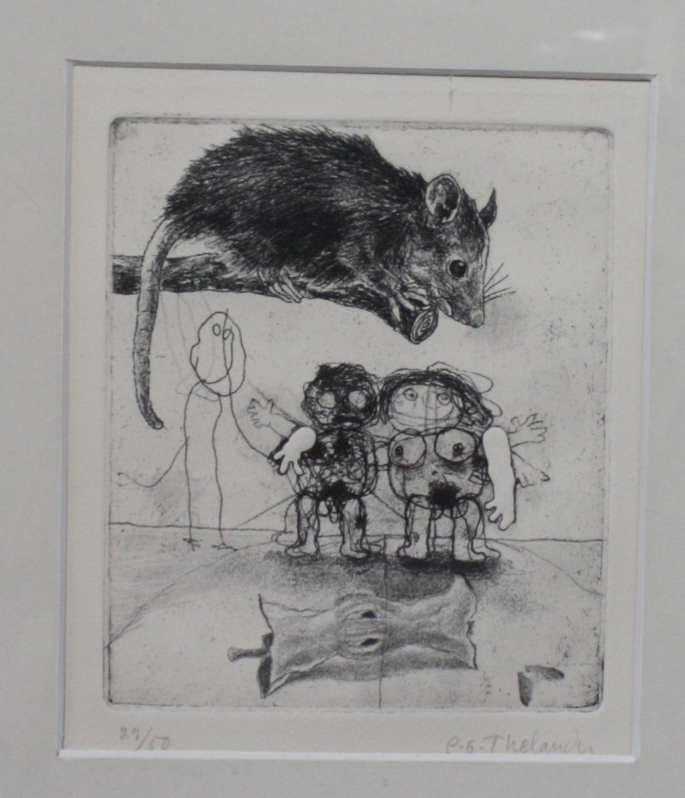 * Pär Gunnar Thelander (Swedish, 20th Century) Rat with apple core Limited edition etching, no 29/50 - Image 2 of 3