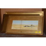 Myra Meyrick Desert scenes, 'Sahara, Algeria' Watercolours Signed 13cm x 35cm approx. -3