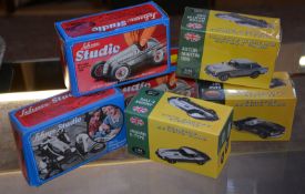 Three boxed Schuco Studio Mercedes Gran Prix 1936, and three boxed 01:43 Classic Sports Cars , Aston