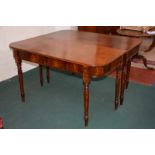 A Pair early 19th C mahogany dining table ends on ring turned supports