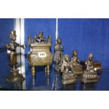 A variety of bronze Buddhist figures, a censer and stand -7