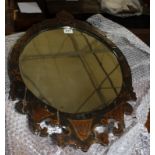 A 19th Century Continental painted oval wall mirror 64cm high, and a George II style mahogany