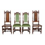 Two pairs of 17th century side chairs.