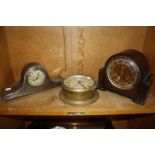A Sestrel brass ships clock and two 20th Century mantel clocks -3