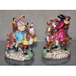 A pair of 20th Century Staffordshire figures of the Welsh tailor and his wife, 12cm high approx.
