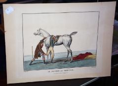 After Carl Vernet (French, 1758 - 1836) 'Le Jockey au montoir' Hand coloured engraving Unframed 19.