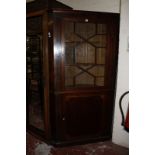 A George III mahogany standing corner display cabinet 191cm high