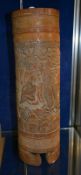 A Chinese tall carved bamboo brush pot, 45cm high approx. Best Bid