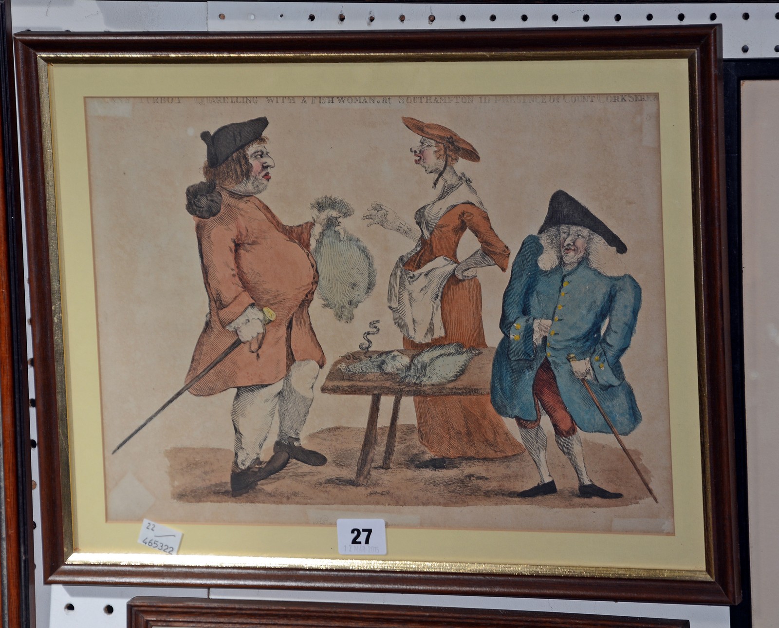After Rowlandson (1756-1827) 'Hans Turbot Quarrelling with a Fishwoman at Southampton' Hand coloured