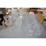 A set of eight Scottish crystal glasses, thistle pattern and ten cut glass tumblers -18