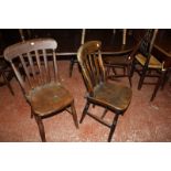 A matched set of six kitchen chairs