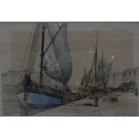 * Arthur C. Fare (1826-1958) 'On the Quay, Trowville' Watercolour Signed lower right A. C. Fare 24cm