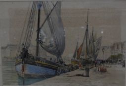 * Arthur C. Fare (1826-1958) 'On the Quay, Trowville' Watercolour Signed lower right A. C. Fare 24cm