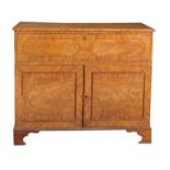 A George III mahogany secretaire cabinet, circa 1790, the rectangular top with crossbanded edge