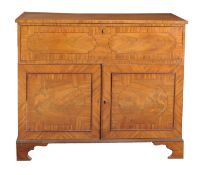 A George III mahogany secretaire cabinet, circa 1790, the rectangular top with crossbanded edge