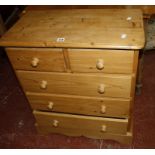 A small pine chest of drawers