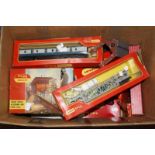 A quantity of Hornby trains, to include track, buildings, controller etc (1 box)