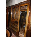 A large Victorian walnut triple section carved wardrobe 209cm high, 216cm wide