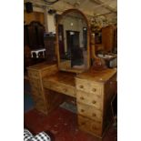 A Victorian burr walnut dressing table, large pedestal and mirror the locks stamped HOBBS & Co.