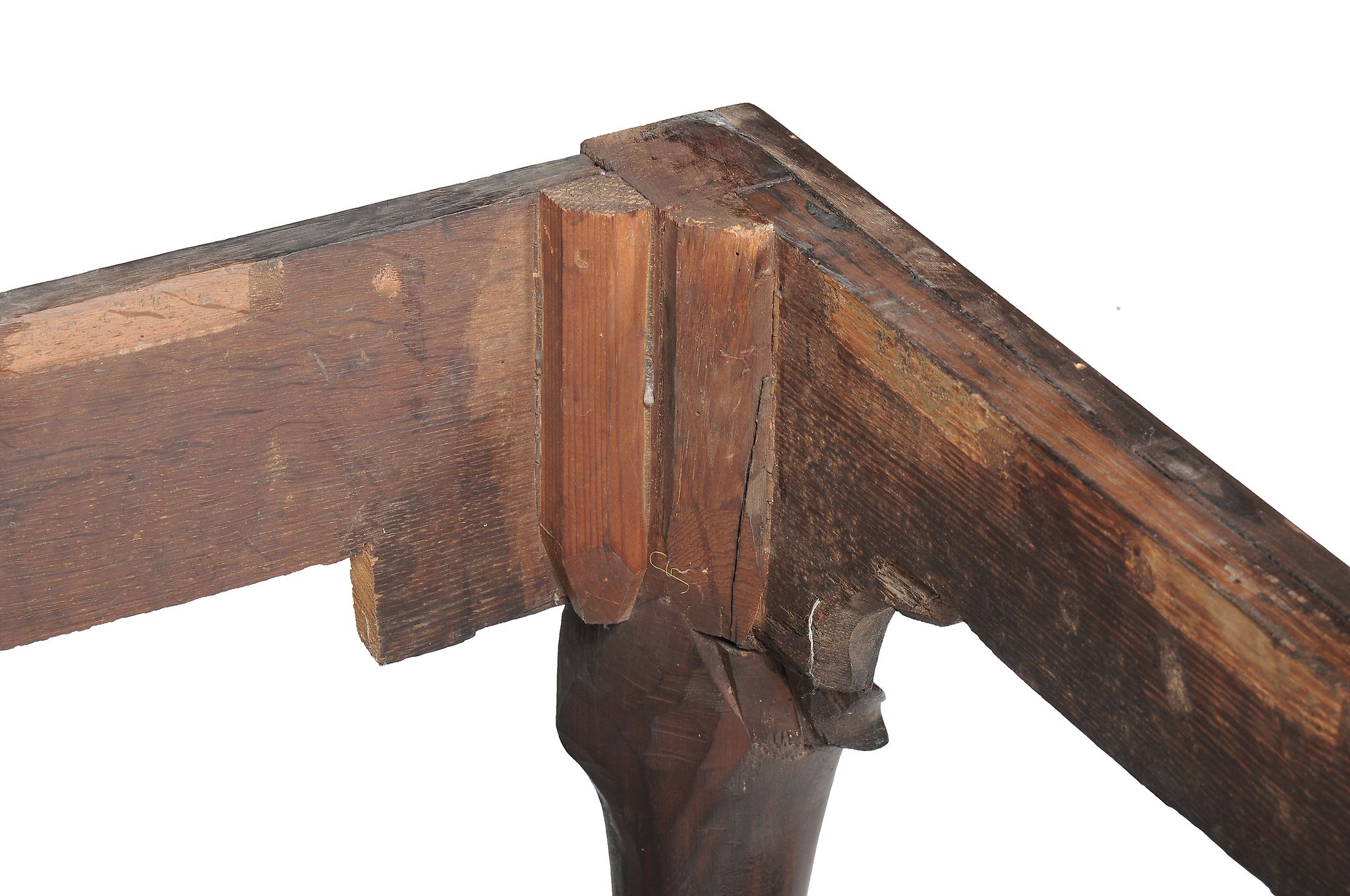 A George II mahogany side table  , circa 1750, possibly Irish, the shaped marble top above moulding - Image 7 of 7